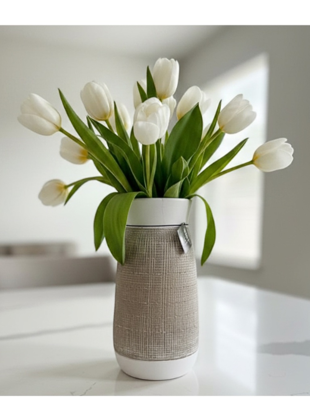 Ceramic Crosshatch Textured Vase
